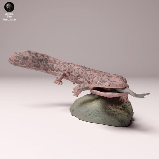 Japanese Giant Salamander Eating - UNPAINTED - Animal Den Miniatures