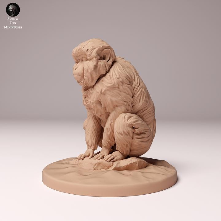 Japanese Macaque Sitting - UNPAINTED - Animal Den Miniatures