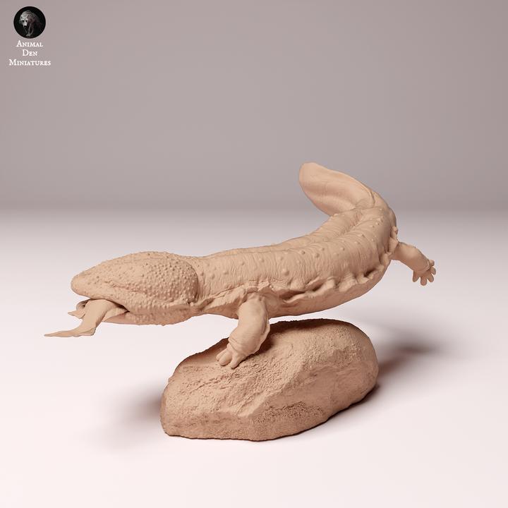 Japanese Giant Salamander Eating - UNPAINTED - Animal Den Miniatures