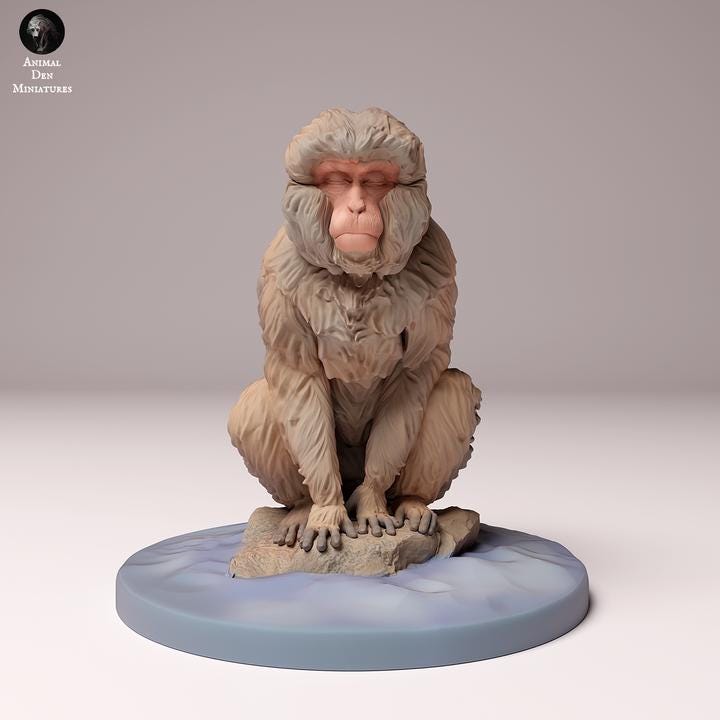 Japanese Macaque Sitting - UNPAINTED - Animal Den Miniatures
