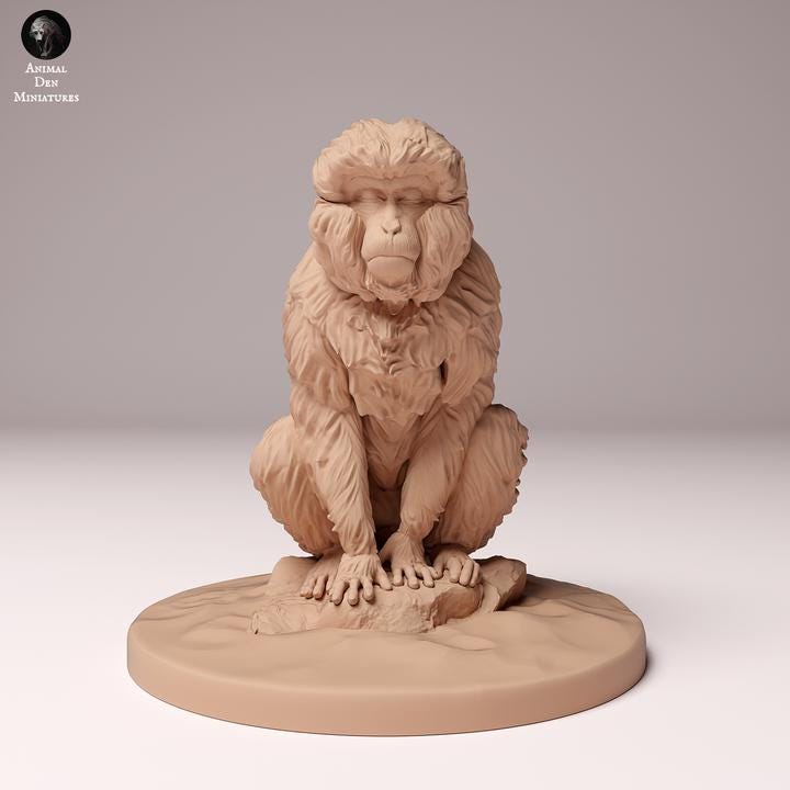 Japanese Macaque Sitting - UNPAINTED - Animal Den Miniatures