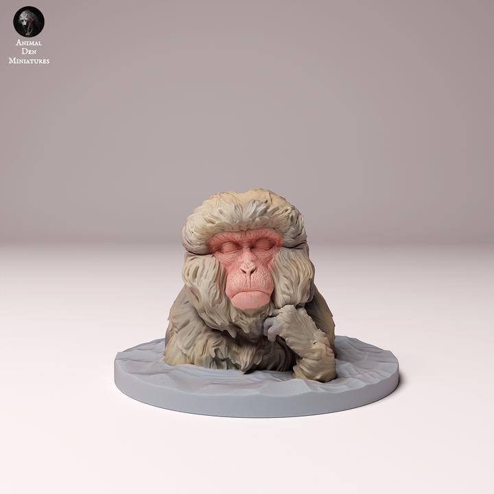 Japanese Macaque Bathing - UNPAINTED - Animal Den Miniatures