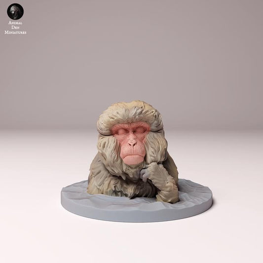 Japanese Macaque Bathing - UNPAINTED - Animal Den Miniatures
