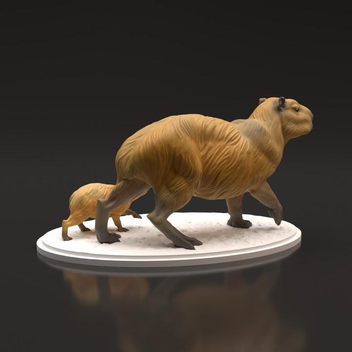 Capybara Female and baby- UNPAINTED - Animal Den Miniatures