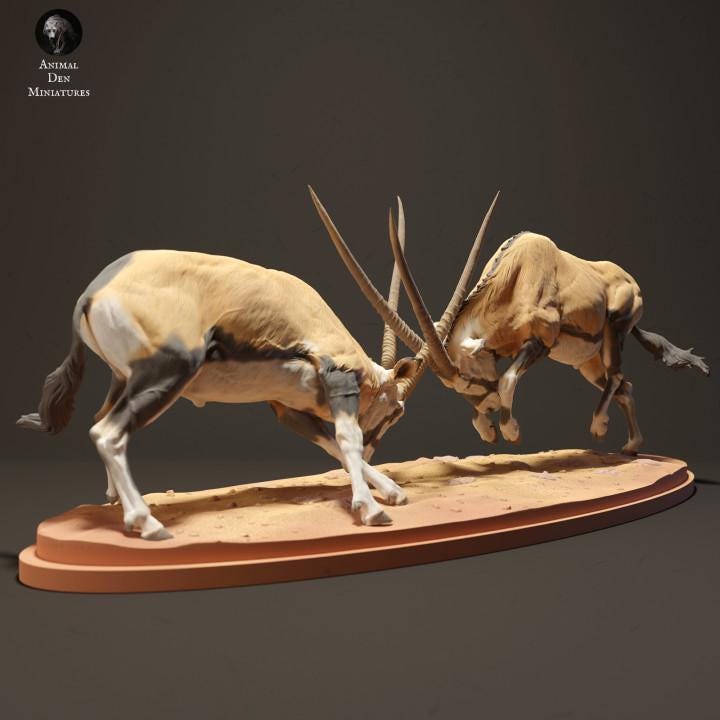 Gemsboks Fighting - UNPAINTED - Animal Den Miniatures