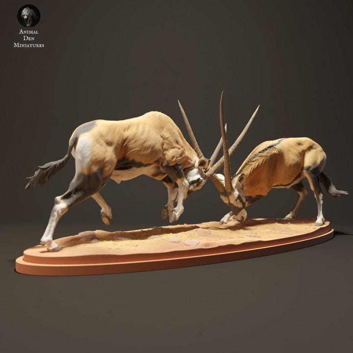 Gemsboks Fighting - UNPAINTED - Animal Den Miniatures