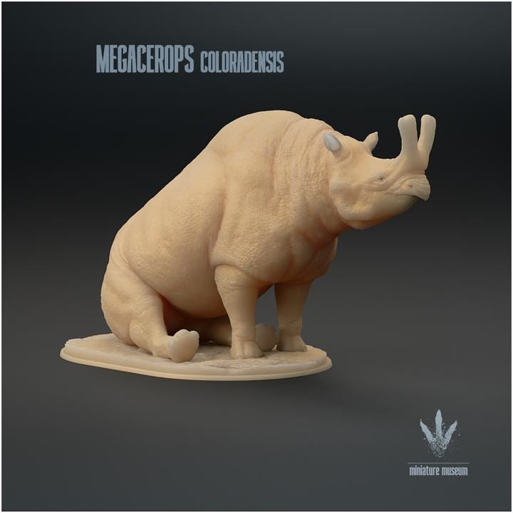 Megacerops coloradensis : Sitting - UNPAINTED - Miniature Museum
