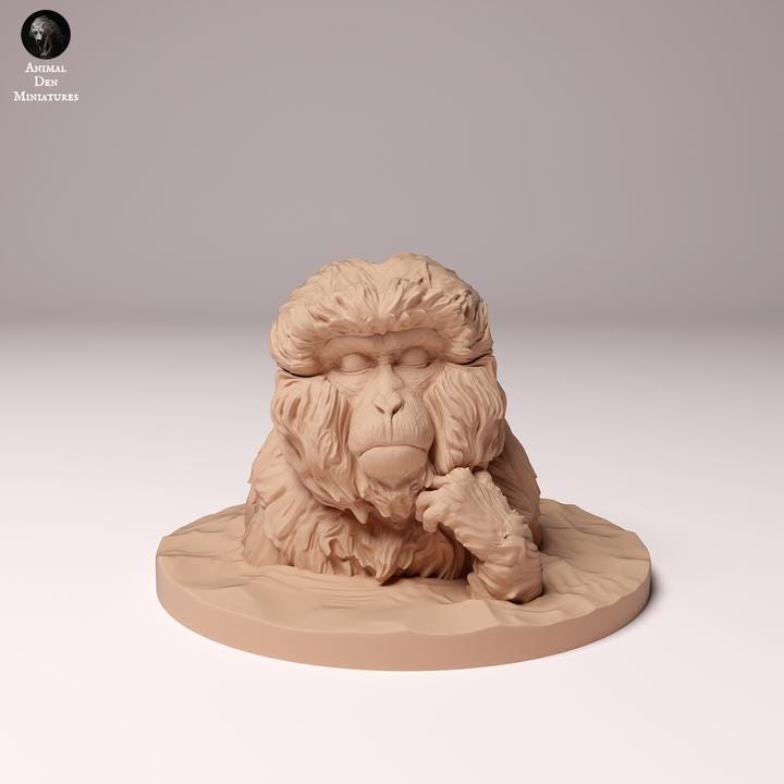 Japanese Macaque Bathing - UNPAINTED - Animal Den Miniatures