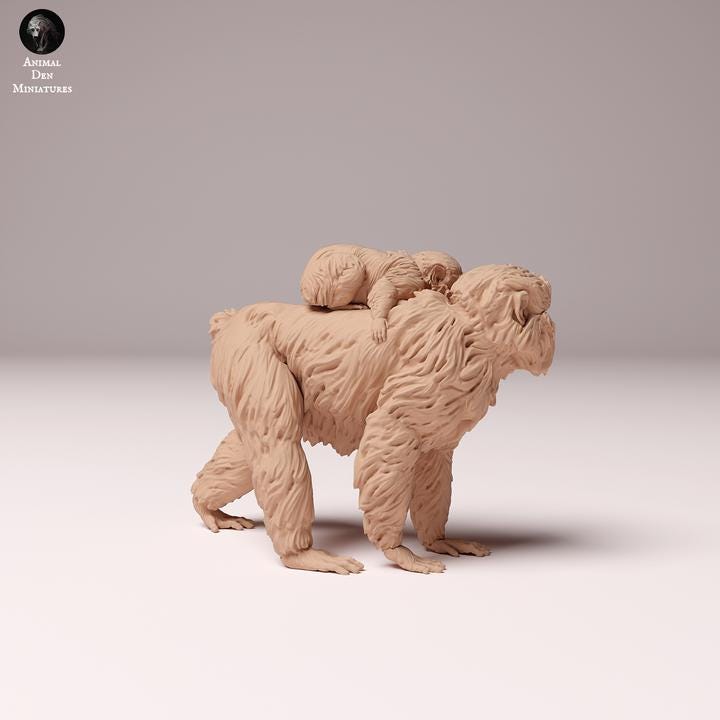 Japanese Macaque Female and Infant - UNPAINTED - Animal Den Miniatures
