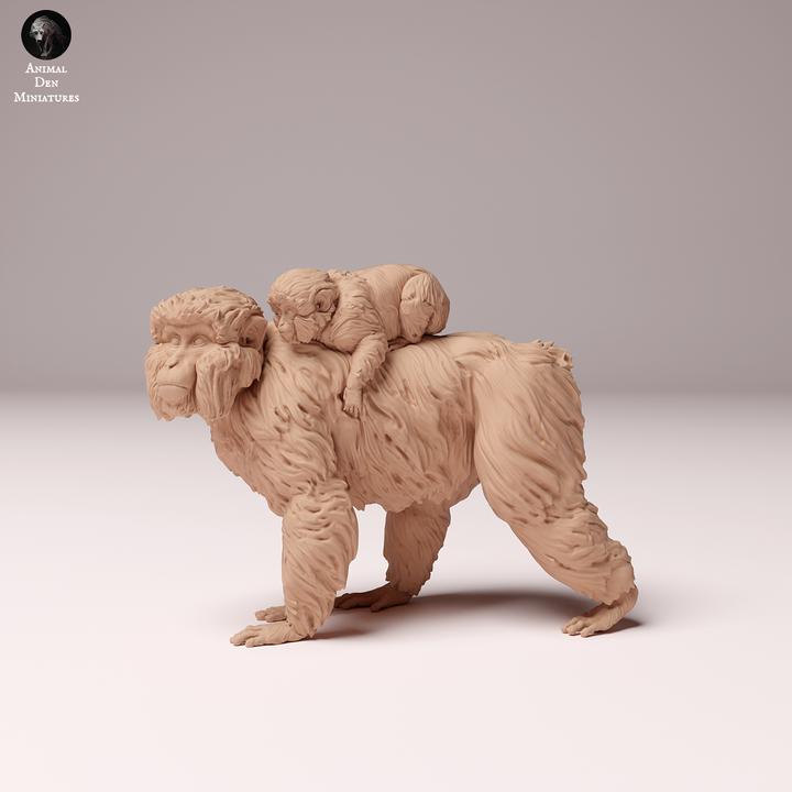 Japanese Macaque Female and Infant - UNPAINTED - Animal Den Miniatures