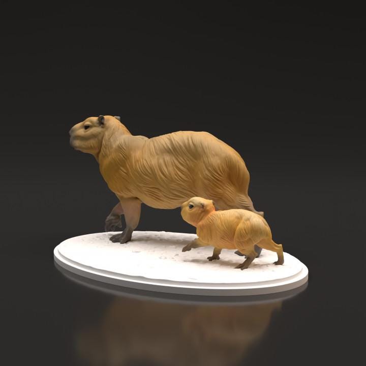 Capybara Female and baby- UNPAINTED - Animal Den Miniatures