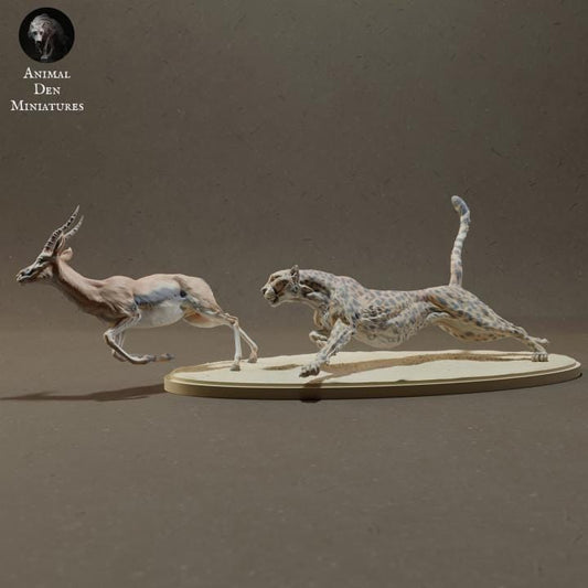 Cheetah Hunting Thomson's Gazelle - UNPAINTED - Animal Den Miniatures
