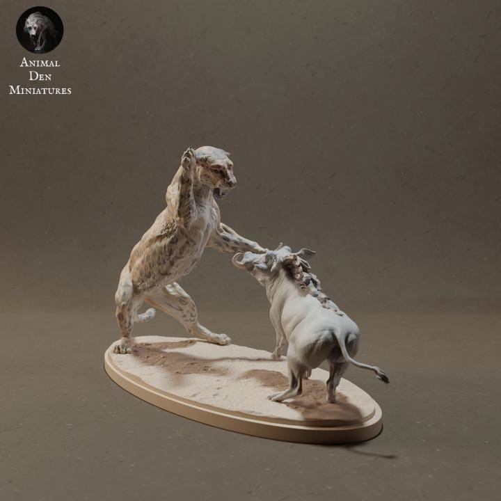 Leopard Hunting Warthog - UNPAINTED - Animal Den Miniatures