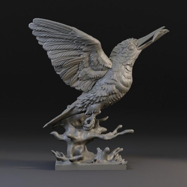 Kingfisher emerges with prey - UNPAINTED - Animals & Creatures Minis