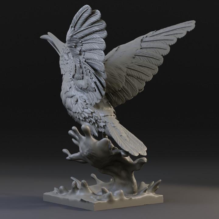 Kingfisher emerges with prey - UNPAINTED - Animals & Creatures Minis
