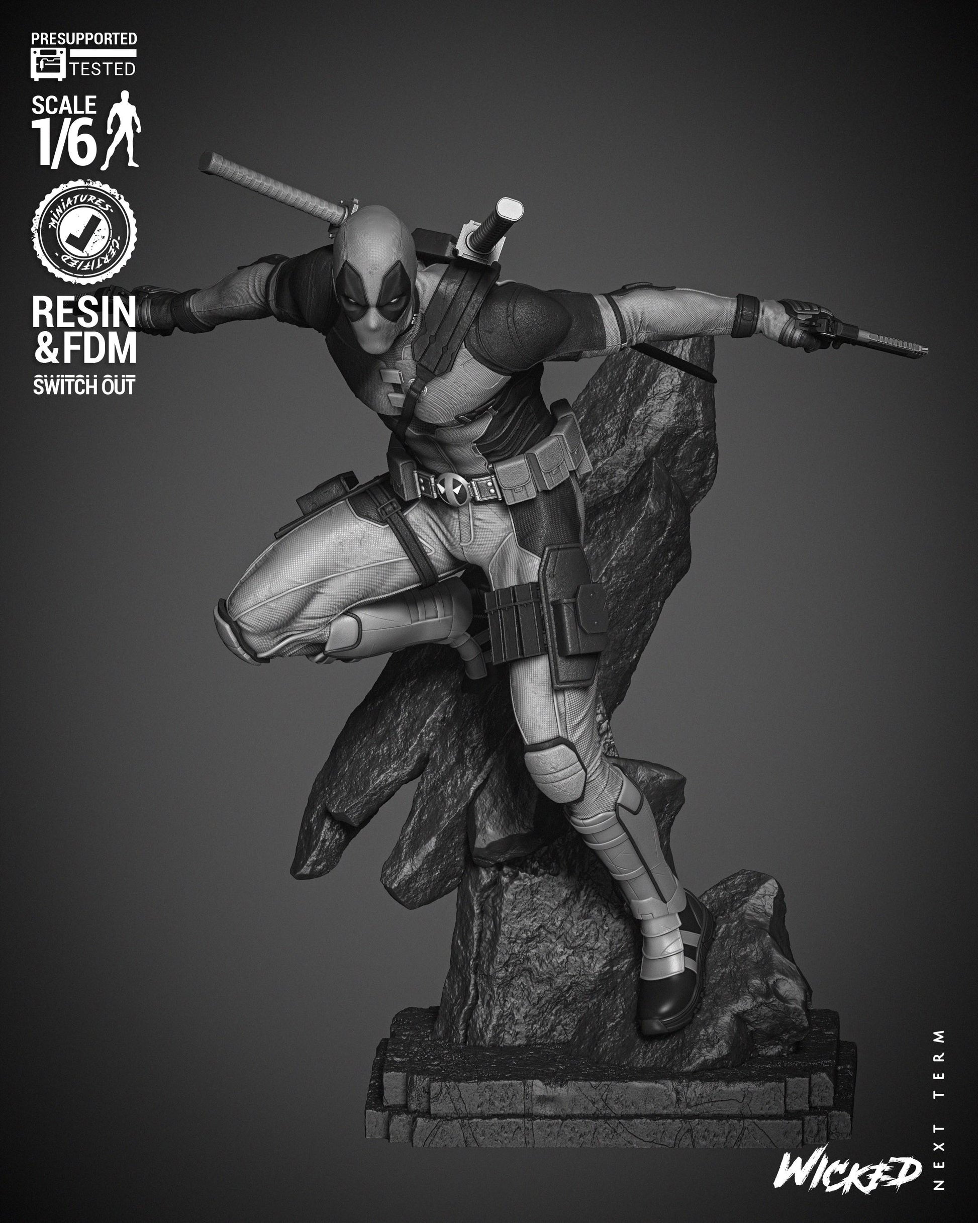 Deadpool 2024 Sculpture - UNPAINTED FAN ART - Wicked 3D Models