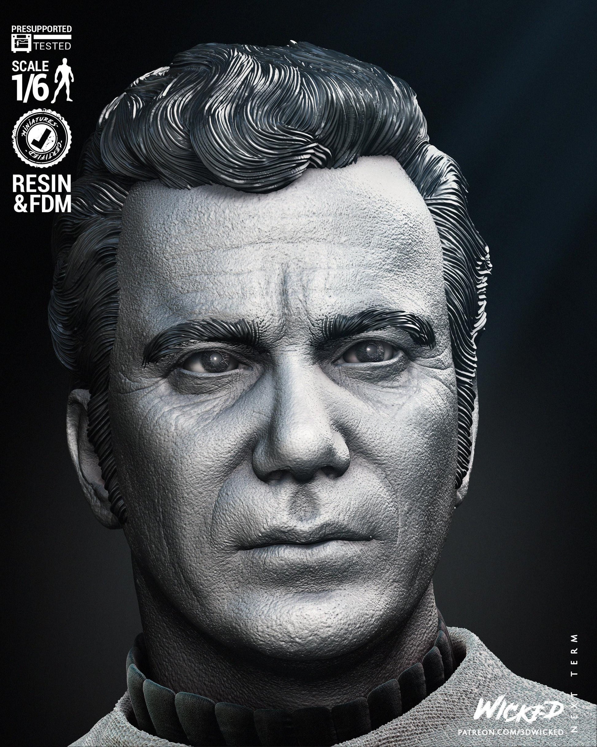 Kirk Sculpture - UNPAINTED FAN ART - Wicked 3D Models