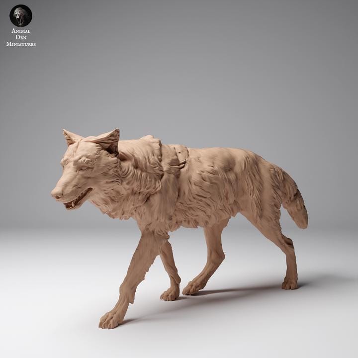 Mongolian Wolf - UNPAINTED - Animal Den Miniatures