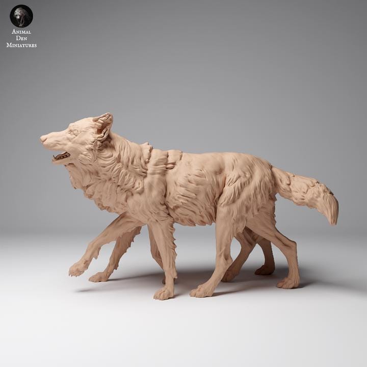Mongolian Wolves Play - UNPAINTED - Animal Den Miniatures