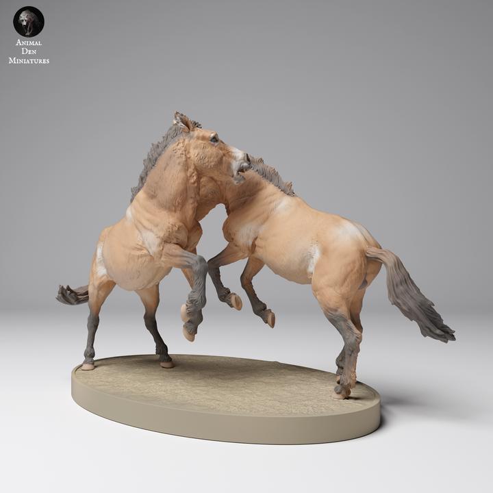 Przewalki’s Horses Fight - UNPAINTED - Animal Den Miniatures