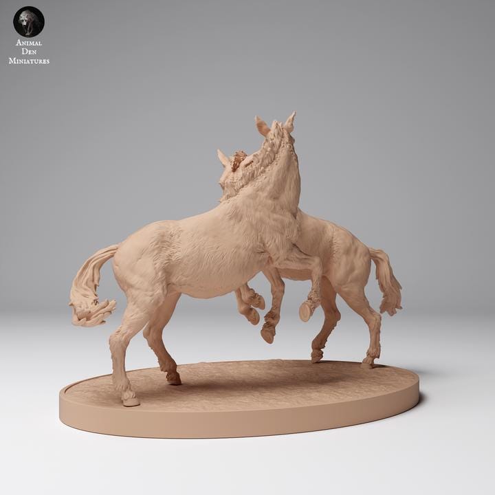 Przewalki’s Horses Fight - UNPAINTED - Animal Den Miniatures
