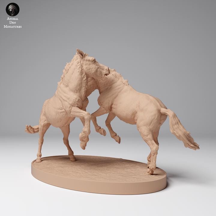 Przewalki’s Horses Fight - UNPAINTED - Animal Den Miniatures
