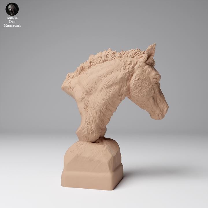 Przewalski’s Horse Bust - UNPAINTED - Animal Den Miniatures
