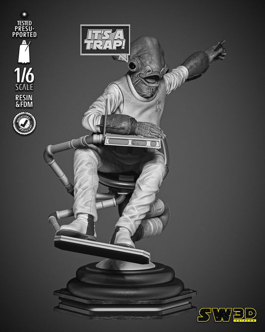 Ackbar Admiral Sculpture - UNPAINTED FAN ART - Star Wars 3D Models