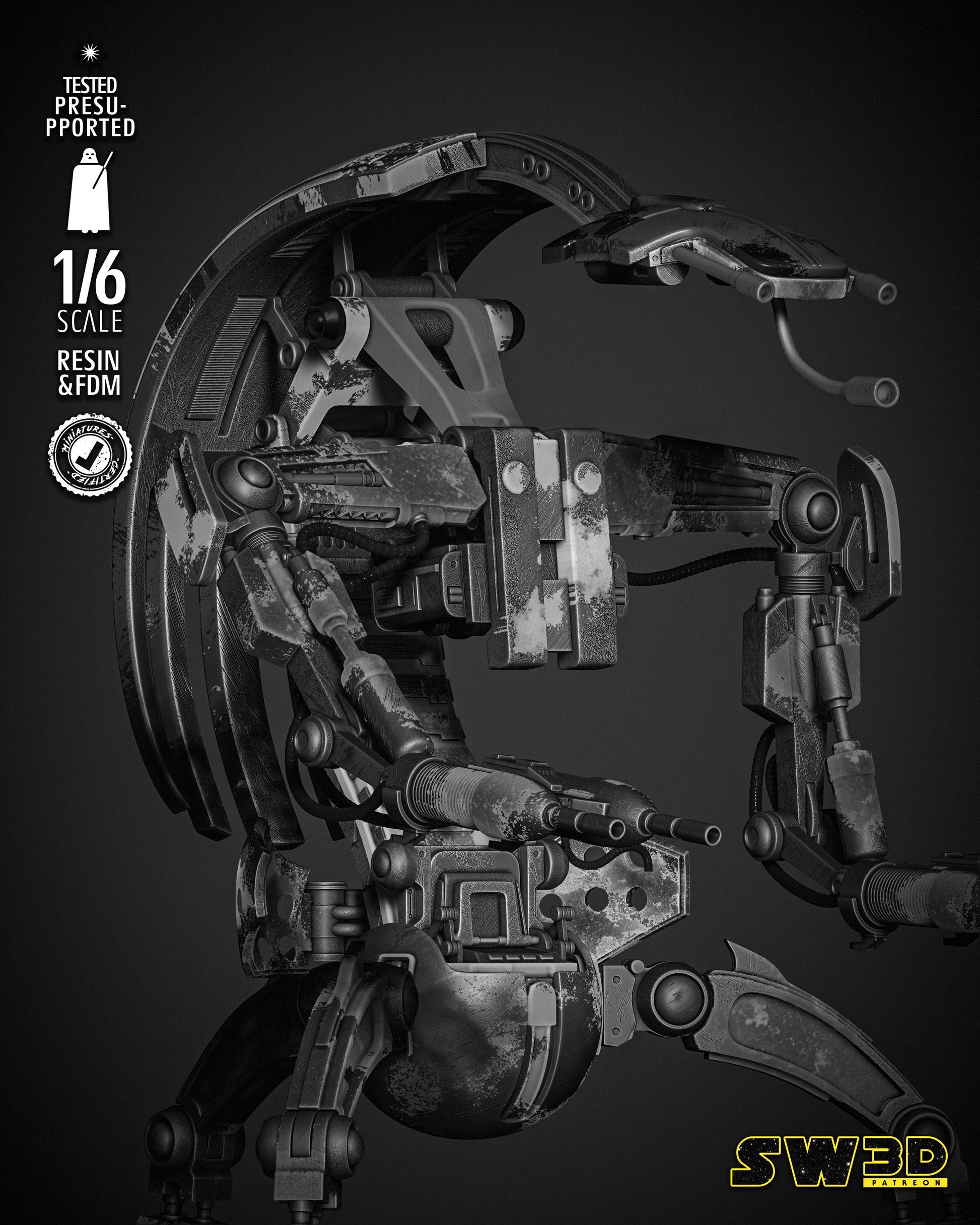 Droideka Sculpture - UNPAINTED FAN ART - Star Wars 3D Models