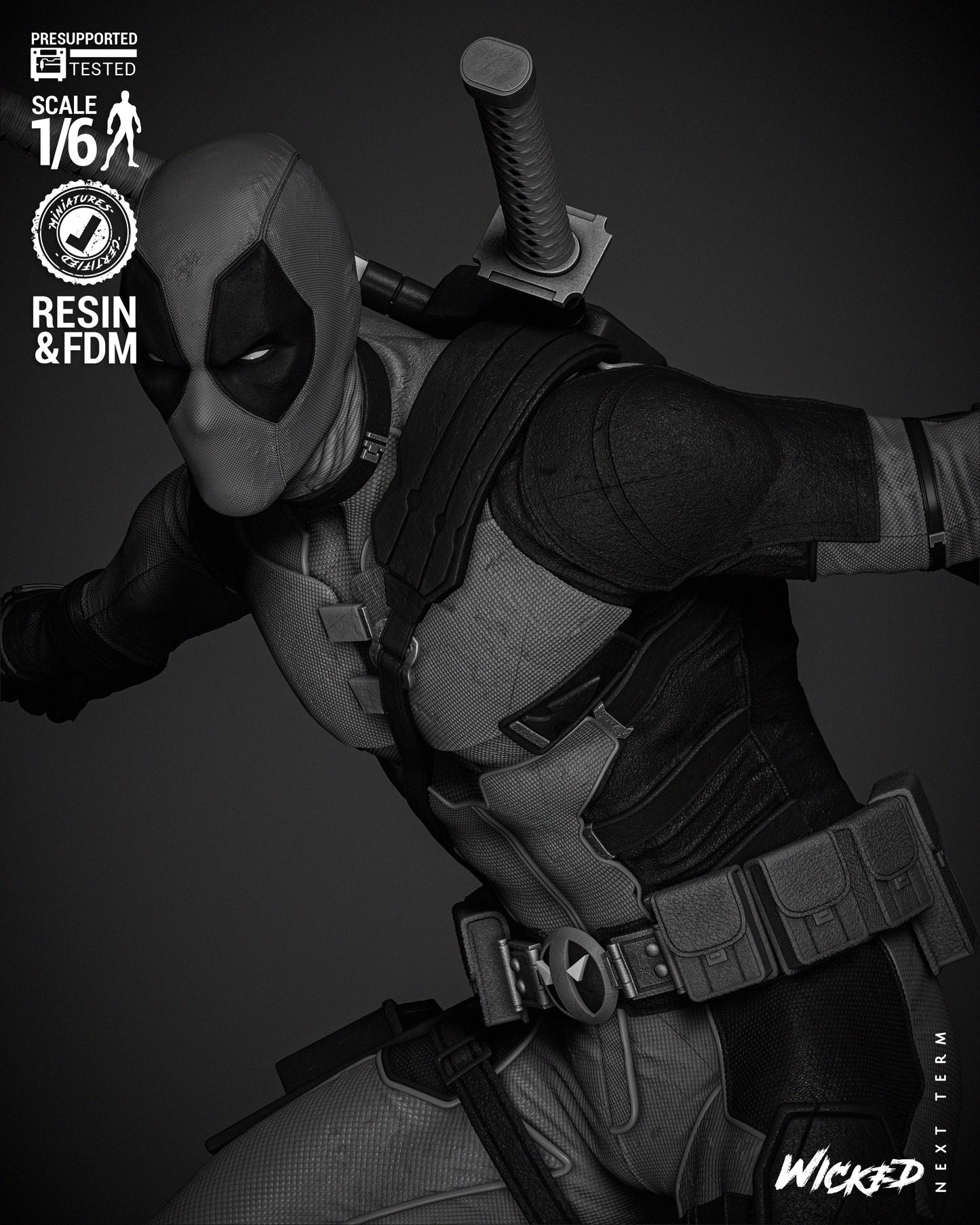 Deadpool 2024 Sculpture - UNPAINTED FAN ART - Wicked 3D Models