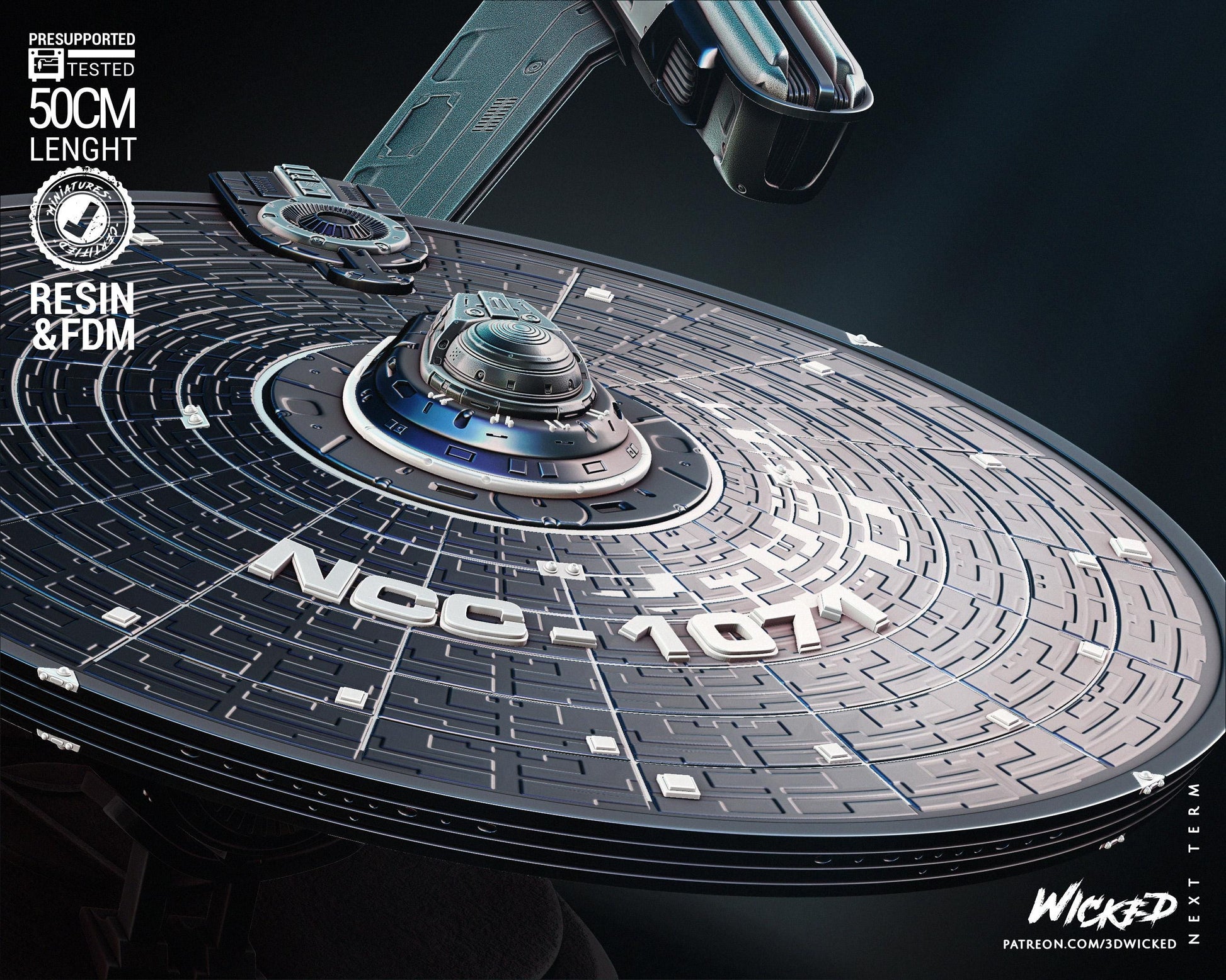 U.S.S Enterprise NCC-1701 - UNPAINTED Fan Art - Wicked 3D Models