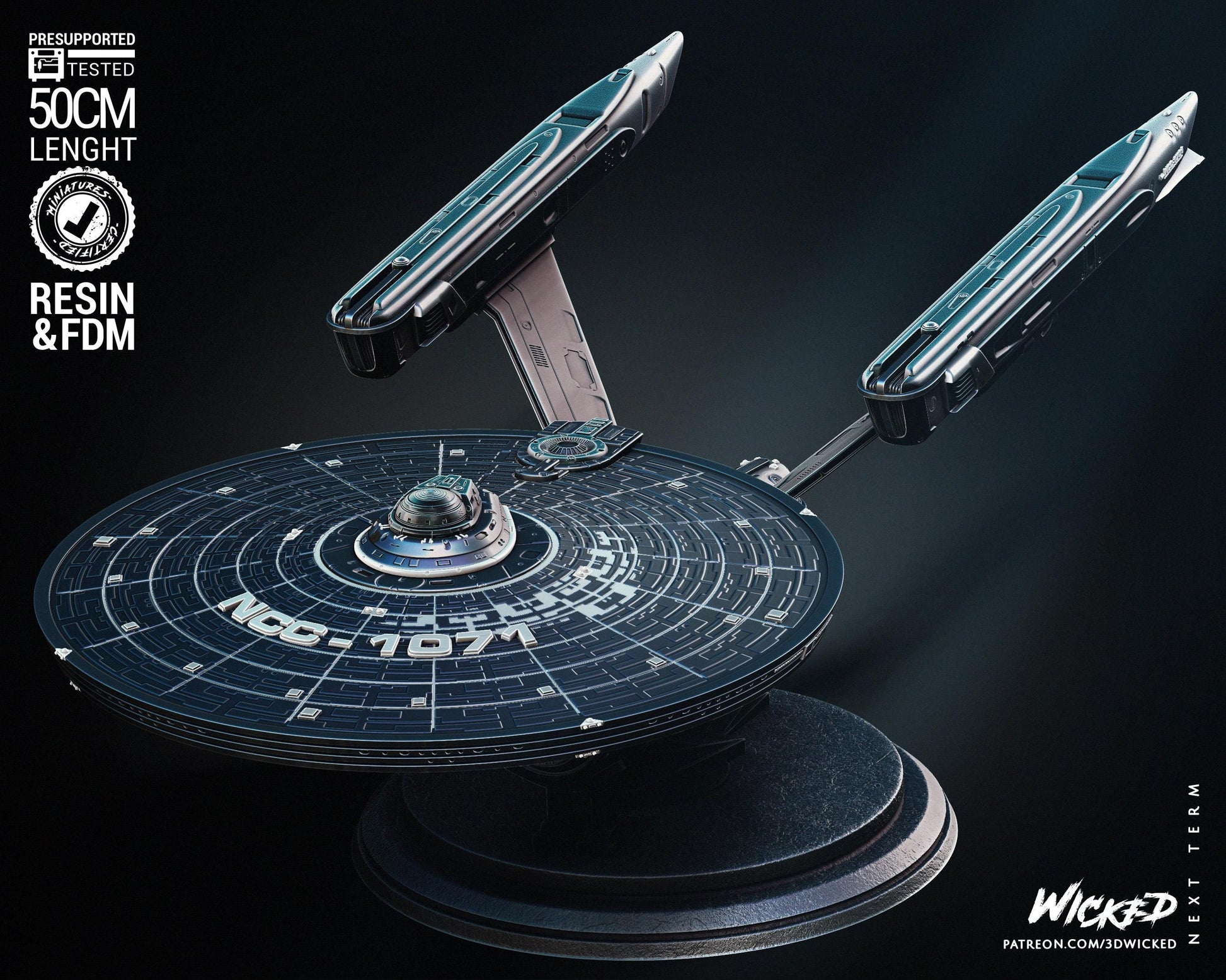 U.S.S Enterprise NCC-1701 - UNPAINTED Fan Art - Wicked 3D Models