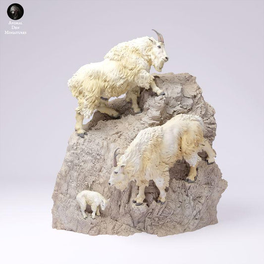 Rocky Mountain Goats Cliff - UNPAINTED - Animal Den Miniatures