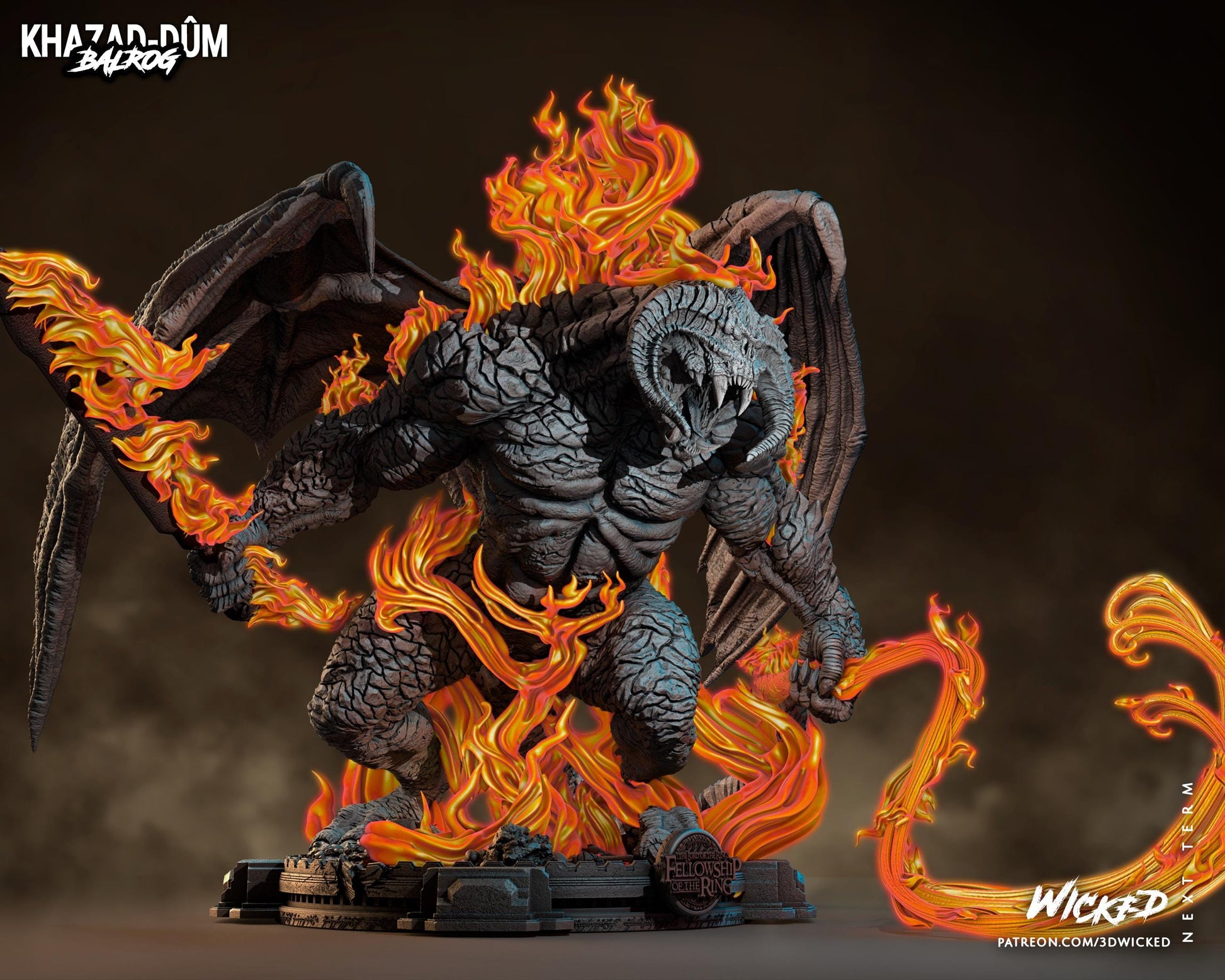 Balrog Sculpture- Unpainted FAN ART - Wicked 3D Prints