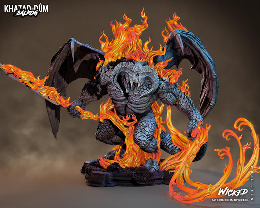 Balrog Sculpture- Unpainted FAN ART - Wicked 3D Prints