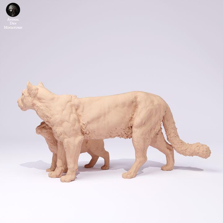 Mountain Lion and Cub - UNPAINTED - Animal Den Miniatures