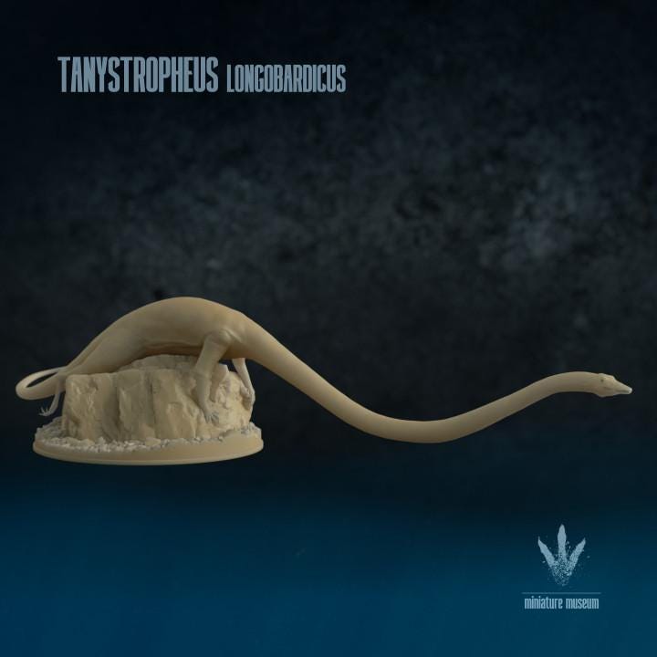 Tanystropheus longobardicus: Climbing on a Rock - UNPAINTED - Miniature Museum