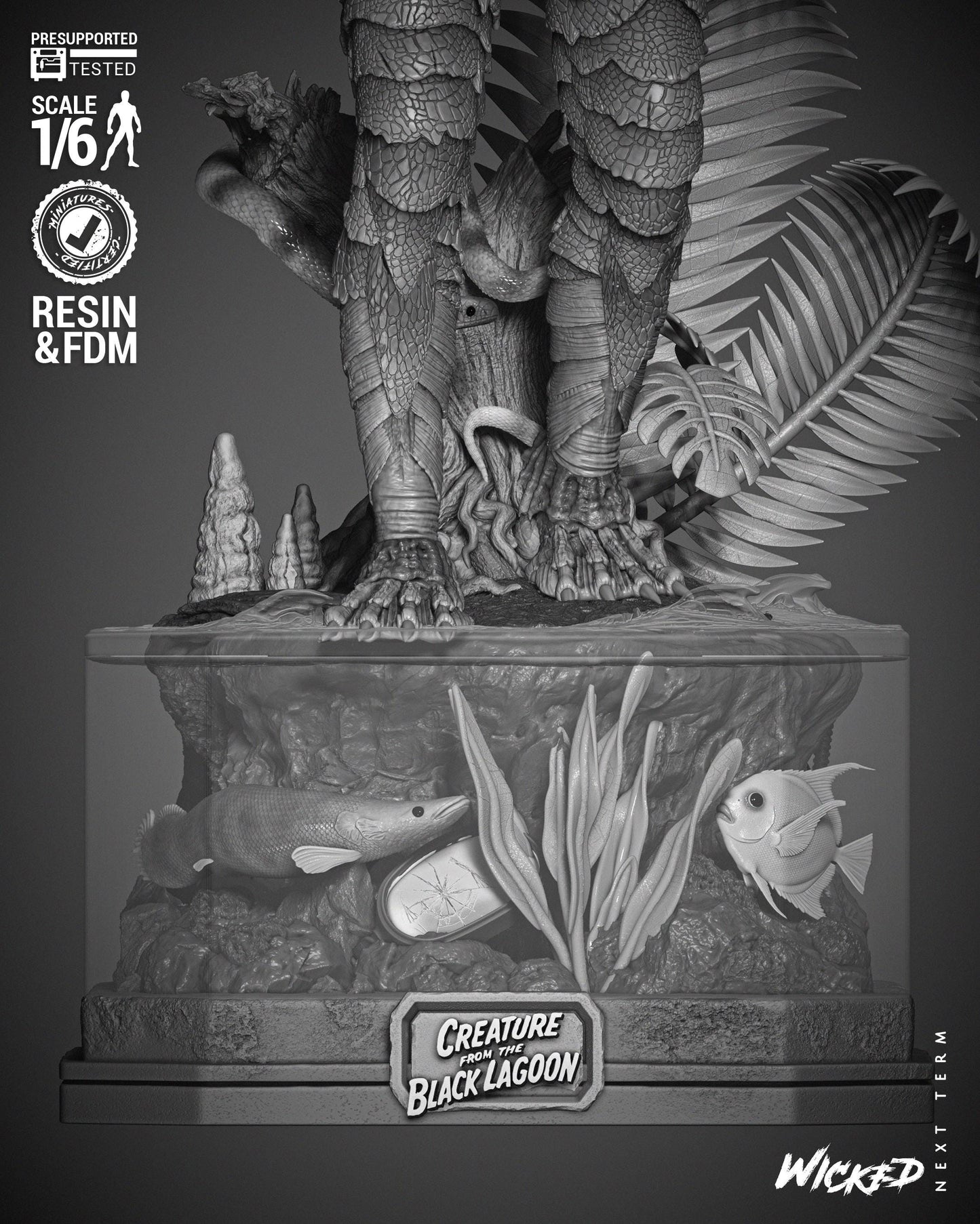 Creature from the Black Lagoon - UNPAINTED 3D figure FAN ART - Wicked 3D Models