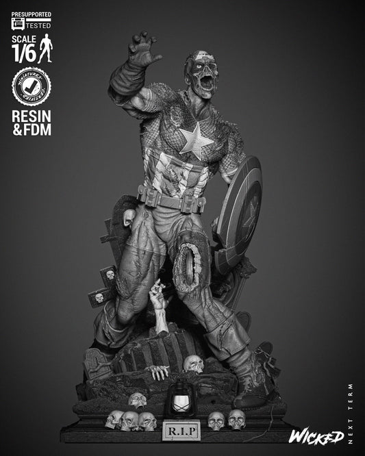 Captain America Zombie - UNPAINTED FAN ART - Wicked 3D Models