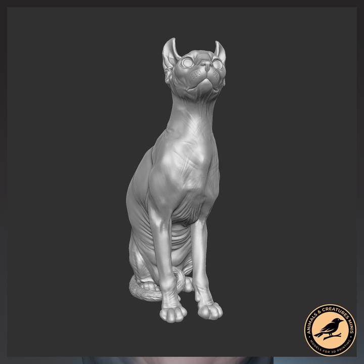 Sphynx cat - UNPAINTED - Animals & Creatures Minis