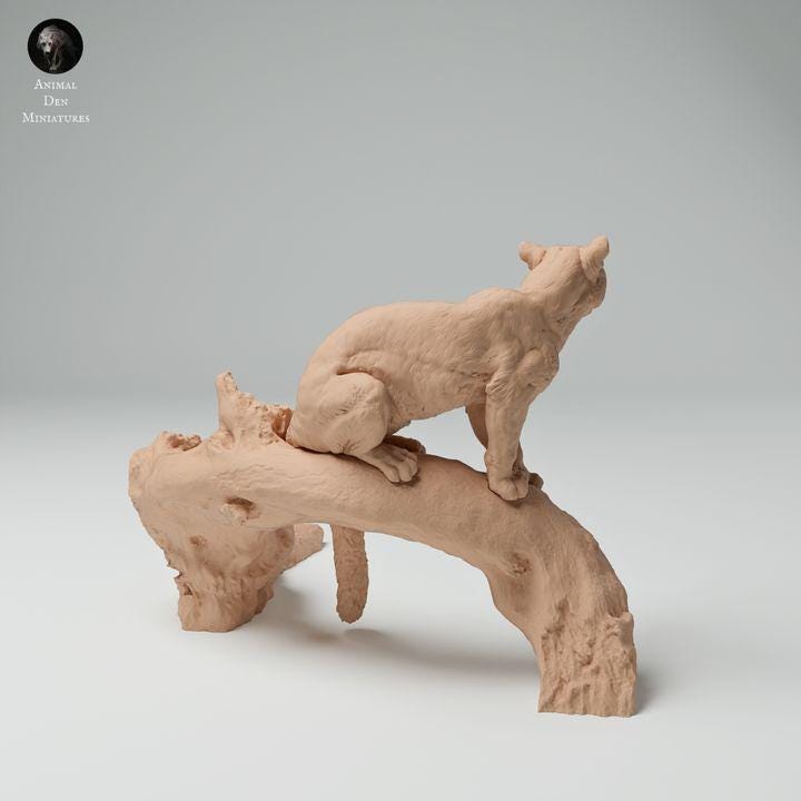 Clouded Leopard on a Tree - UNPAINTED - Animal Den Miniatures