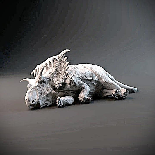 Kosmoceratops sleeping - Dino and Dog Miniatures