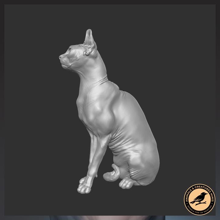 Sphynx cat - UNPAINTED - Animals & Creatures Minis