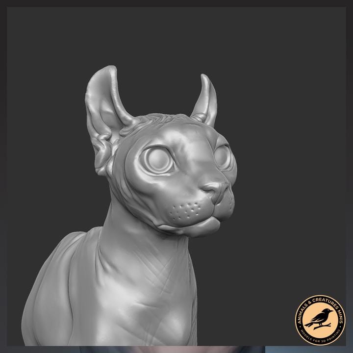 Sphynx cat - UNPAINTED - Animals & Creatures Minis