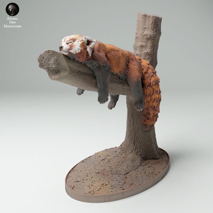 Red Panda Sleeping - UNPAINTED - Animal Den Miniatures