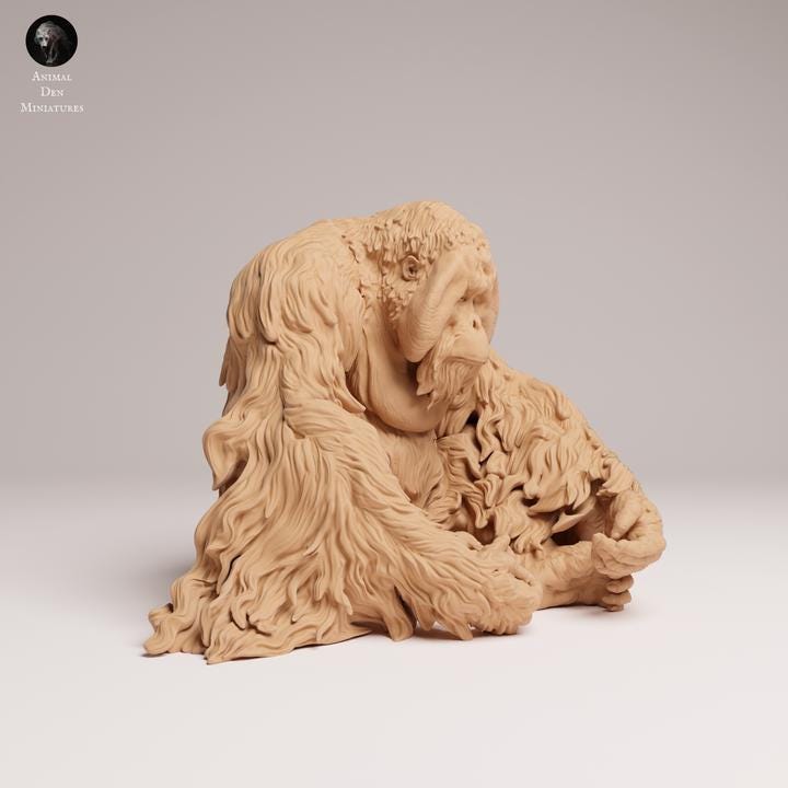 Sumatran Orangutan Sitting - UNPAINTED - Animal Den Miniatures