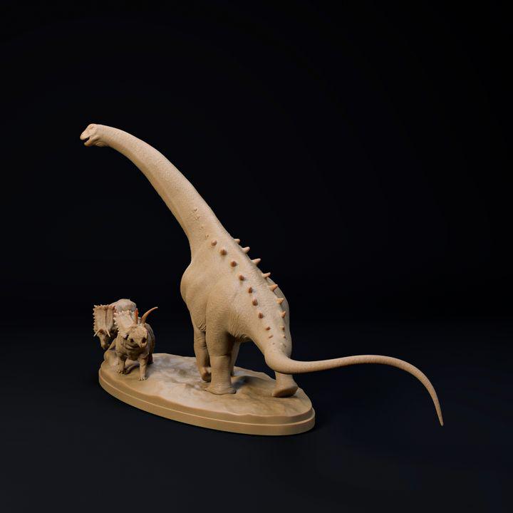 Alamosaurus and Bravoceratops - UNPAINTED - Dino and Dog Miniatures