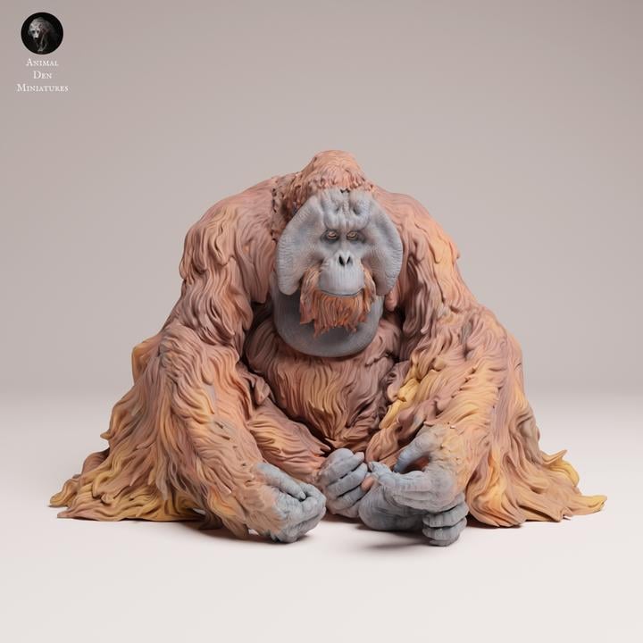 Sumatran Orangutan Sitting - UNPAINTED - Animal Den Miniatures