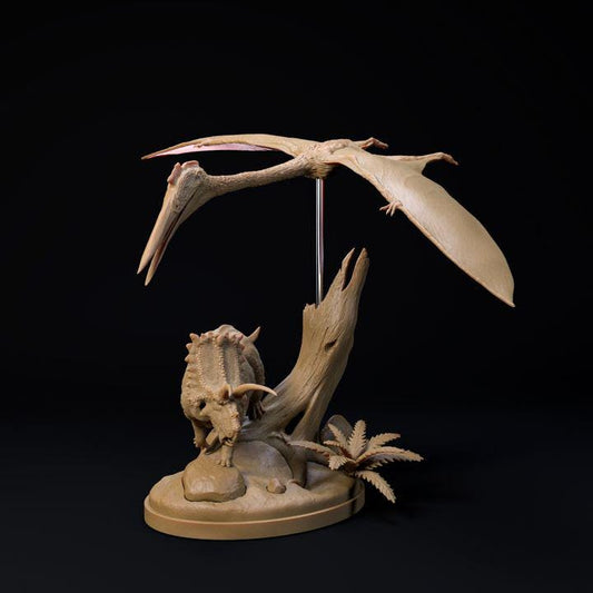 Quetzalcoatlus flying over - UNPAINTED - Dino and Dog Miniatures