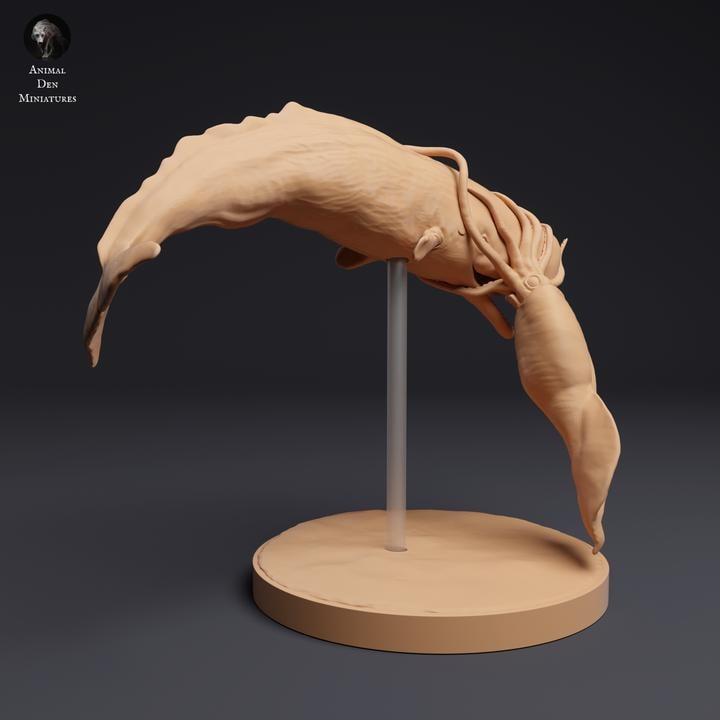 Colossal Squid vs Sperm Whale - UNPAINTED - Animal Den Miniatures